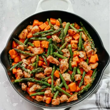 Chicken, Asparagus and Sweet Potato Skillet